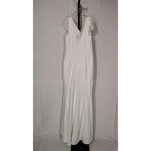 Lulus Women Forever Beloved Lace Cap Sleeve Mermaid Maxi Dress White L - Picture 3 of 3